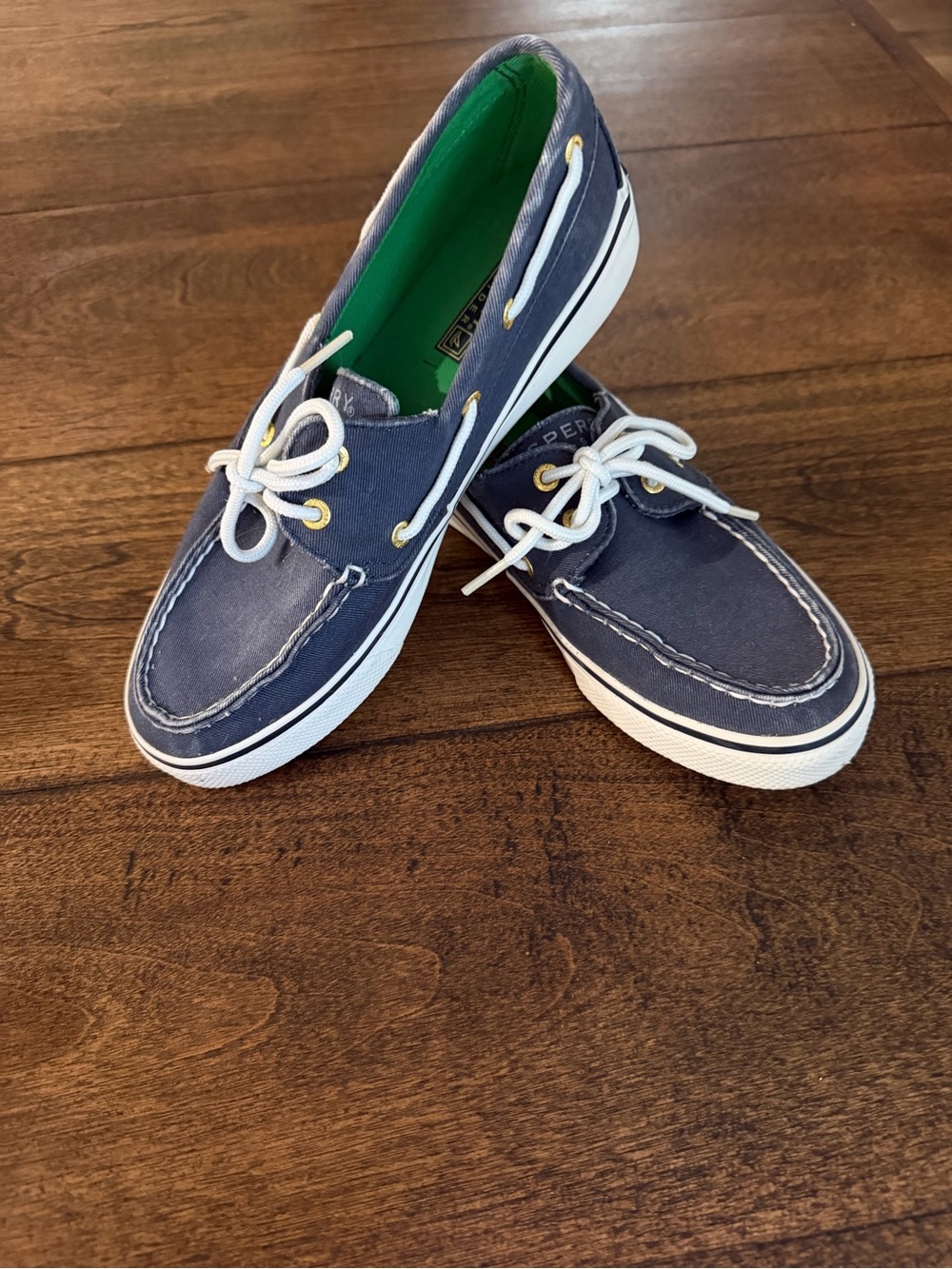 Sperry Navy Canvas Women’s Boat Shoes with White Laces